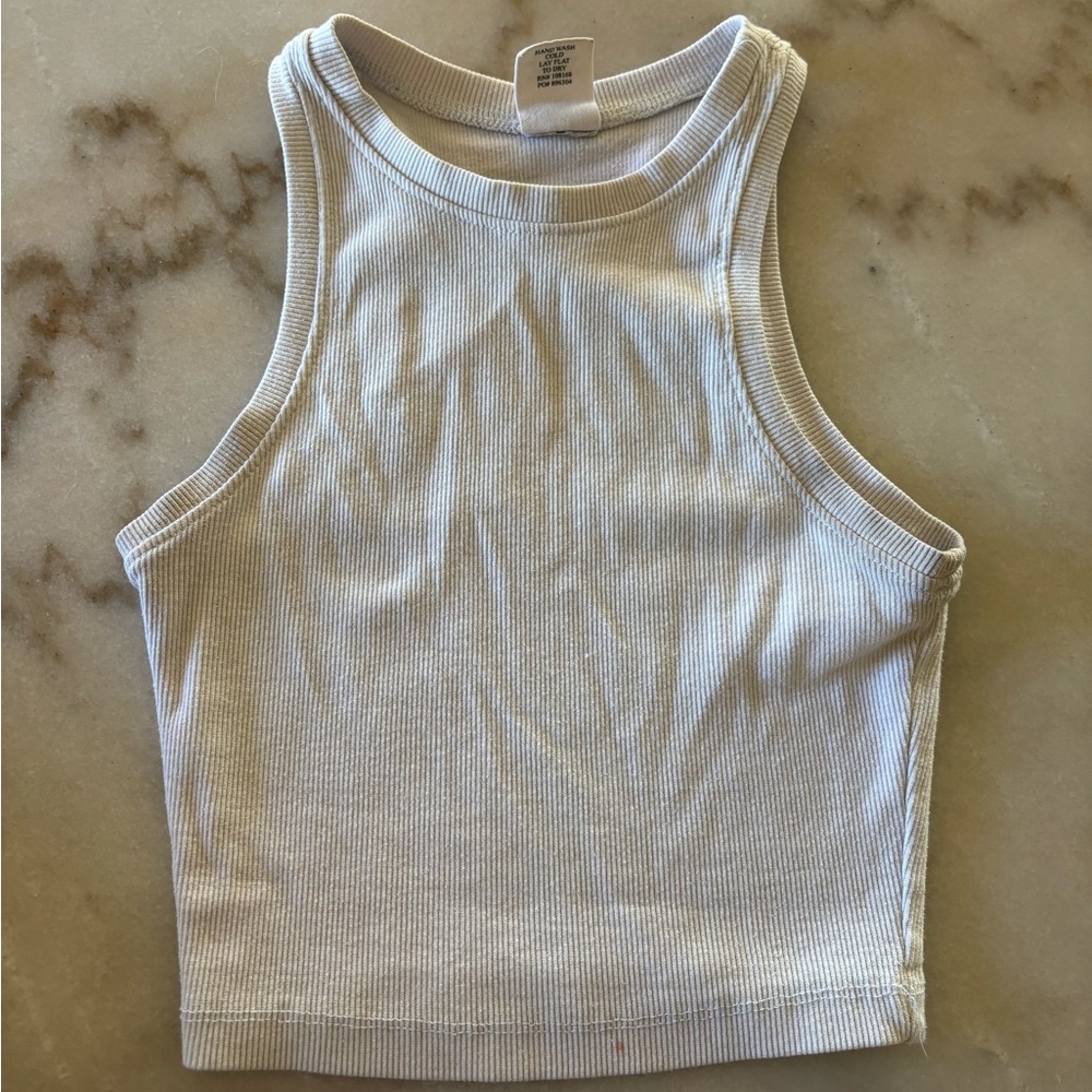 White Ribbed Tank Top